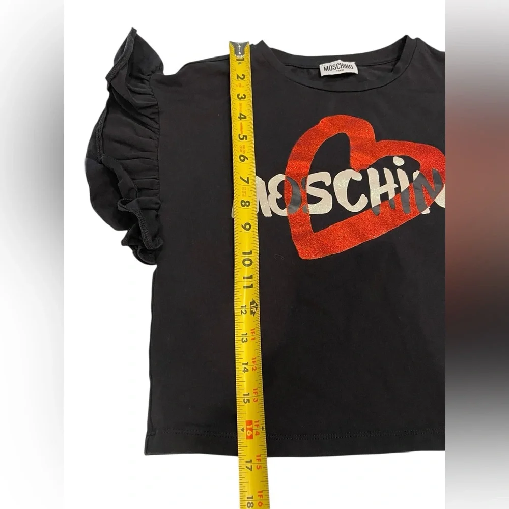 Moschino Black Crop Top with Red Heart - Picture 7 of 8